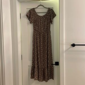 Indie Blue Brown Floral Maxi XS